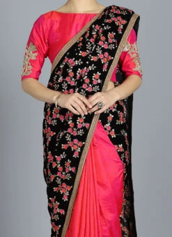 Ethnovog Velvet Half N Half Saree Festive Wear