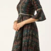 Fit N Flare Dark Blue Printed Dress Festive Wear After Six Wear