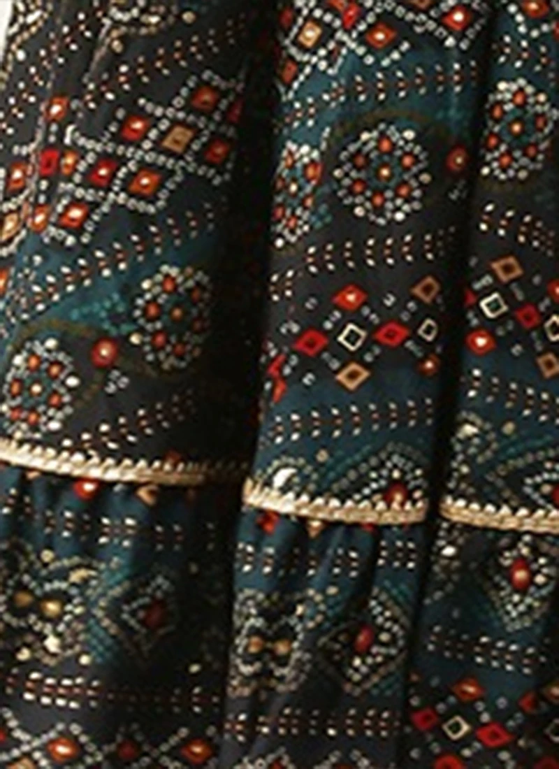 Fit N Flare Dark Blue Printed Dress Festive Wear After Six Wear 7 Fit N Flare Dark Blue Printed Dress Festive Wear After Six Wear - Image 7
