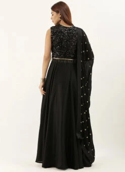 Floor Length Black Anarkali Suit Party Wear -Deals Chic Lehenga Store Floor Length Black Anarkali suit SLBS1806841 b