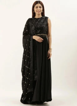 Floor Length Black Anarkali Suit Party Wear -Deals Chic Lehenga Store Floor Length Black Anarkali suit SLBS1806841 u