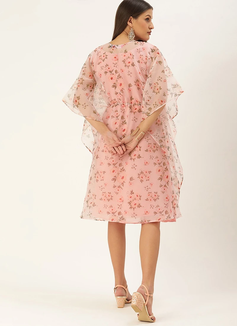 Floral Printed Organza Kaftan Dress After Six Wear Party Wear 4 Floral Printed Organza Kaftan Dress After Six Wear Party Wear - Image 4