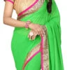 Georgette Green Border Saree After Six Wear