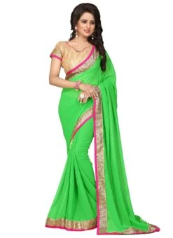 Georgette Green Border Saree After Six Wear -Deals Chic Lehenga Store Georgette Green Border Saree SASNFM4007 u