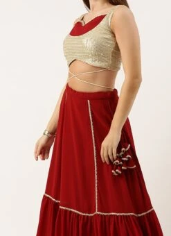 Skirt From Gold N Maroon Sequin Embroidered Lehenga After Six Wear