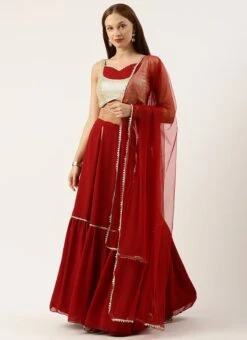 Skirt From Gold N Maroon Sequin Embroidered Lehenga After Six Wear -Deals Chic Lehenga Store Gold N Maroon Sequin Embroidered Lehenga GHBS02211215 u 1