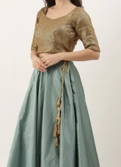 Gold Sequins Lehenga Choli Set Party Wear