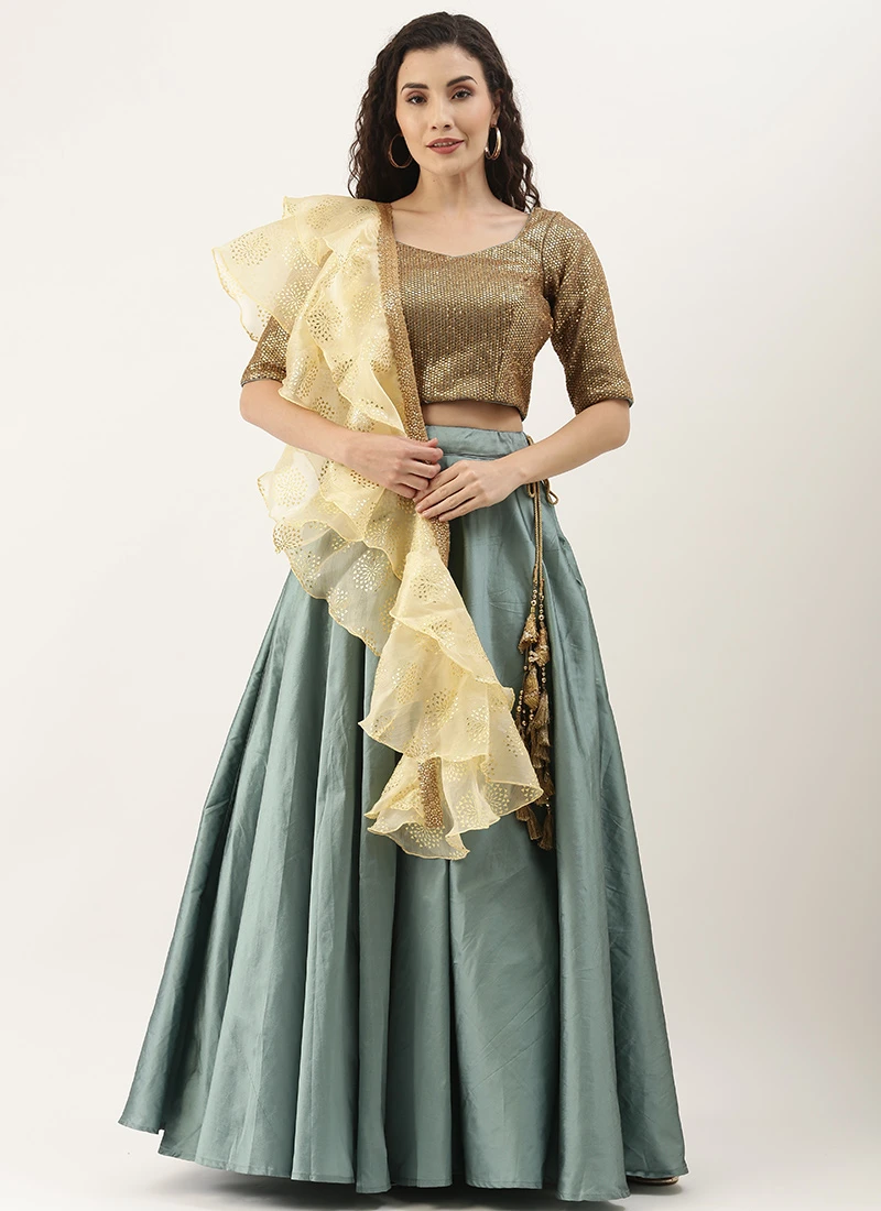 Gold Sequins Lehenga Choli Set Party Wear 3 Gold Sequins Lehenga Choli Set Party Wear - Image 3