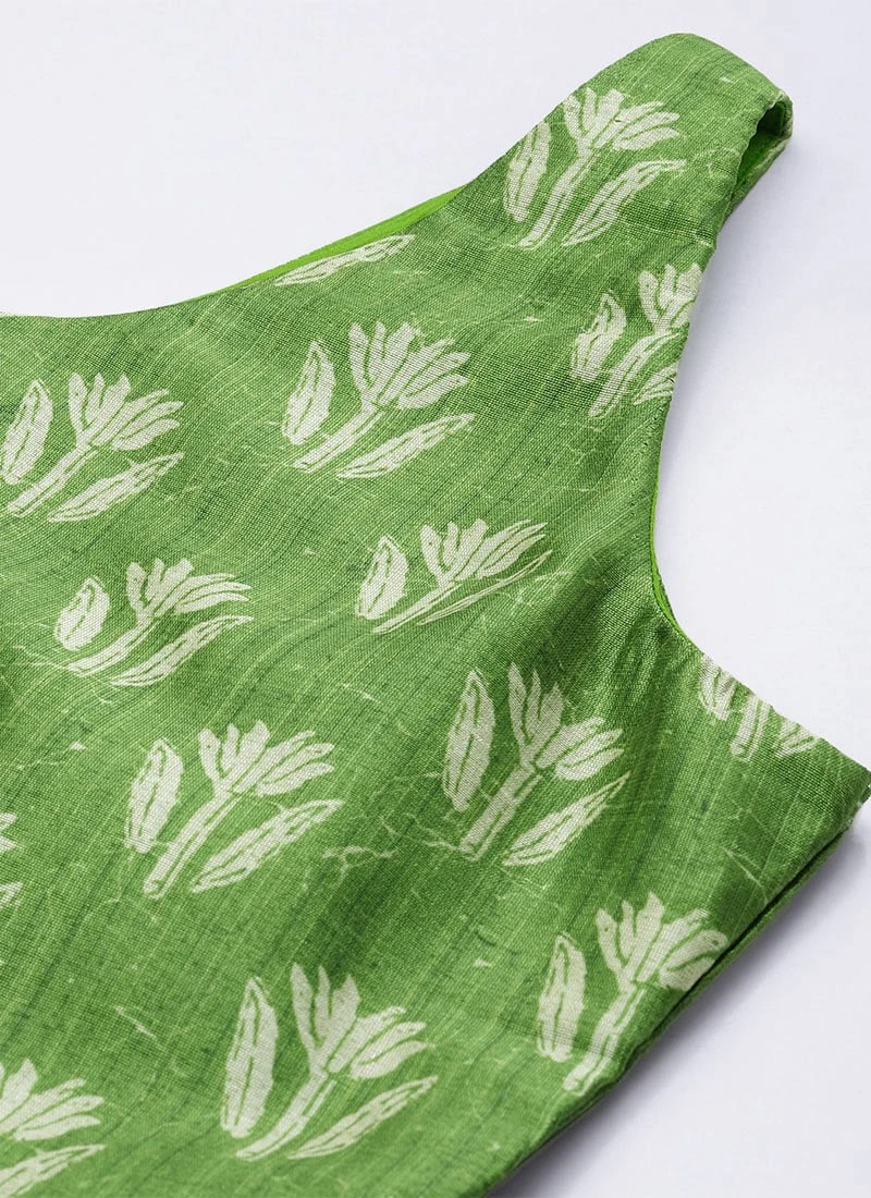 Top From Green Art Silk Digital Printed Co Ords Set After Six Wear 5 Top From Green Art Silk Digital Printed Co Ords Set After Six Wear - Image 5