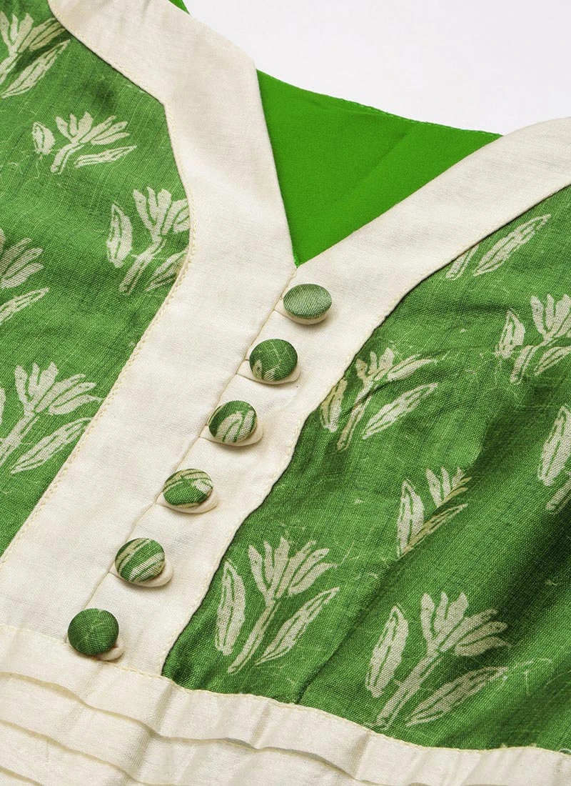 Green Art Silk Digital Printed Dress Festive Wear 5 Green Art Silk Digital Printed Dress Festive Wear - Image 5