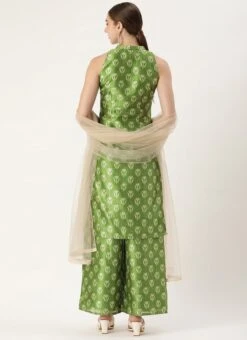 Dupatta From Green Art Silk Digital Printed Top N Pant Suit After Six Wear -Deals Chic Lehenga Store Green Art Silk Digital Printed Top N Pant Suit SLBS02210951 b 1