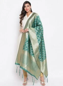 Green Art Silk Dupatta Festive Wear -Deals Chic Lehenga Store Green Art Silk Dupatta DPSLI103RAM u