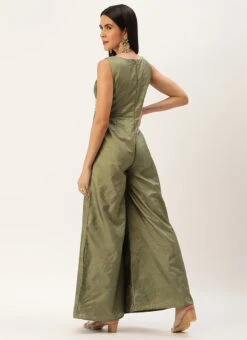 Green Art Silk Jumpsuit Festive Wear -Deals Chic Lehenga Store Green Art Silk Jumpsuit DRBS02301983 b