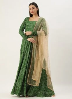 Dupatta From Green Bandhani Printed Rayon Gown With Dupatta Set After Six Wear 10 Dupatta From Green Bandhani Printed Rayon Gown With Dupatta Set After Six Wear -Deals Chic Lehenga Store Green Bandhani Printed Rayon Gown With Dupatta Set IWBS02302294 u