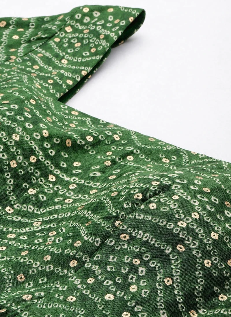 Dupatta From Green Bandhani Printed Rayon Gown With Dupatta Set After Six Wear 5 Dupatta From Green Bandhani Printed Rayon Gown With Dupatta Set After Six Wear - Image 5