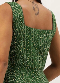 Green Bandhani Printed Rayon Strap Neck Dress Festive Wear -Deals Chic Lehenga Store Green Bandhani Printed Rayon Strap Neck Dress DRBS02303756 rrc2