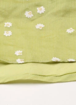 Green Blended Cotton Foil Printed Ruffled Dress After Six Wear -Deals Chic Lehenga Store Green Blended Cotton Foil Printed Ruffled Dress DRBS02205991 rrc3