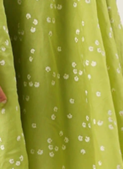 Green Blended Cotton Foil Printed Ruffled Dress After Six Wear -Deals Chic Lehenga Store Green Blended Cotton Foil Printed Ruffled Dress DRBS02205991 rrc4