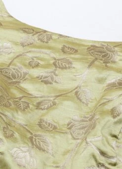 Green Brocade Boat Neck Flared Dress Wedding Wear -Deals Chic Lehenga Store Green Brocade Boat Neck Flared Dress DRBS02105388 rrc1