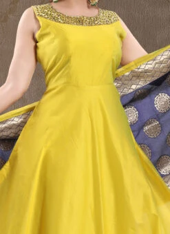 Green Chanderi Art Silk Anarkali Suit Party Wear