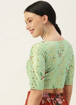 Green Chanderi Embroidered Blouse Festive Wear 11 Green Chanderi Embroidered Blouse Festive Wear -Deals Chic Lehenga Store Green Chanderi Embroidered Blouse BLBS02305275 b