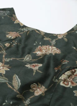 Green Chanderi Silk Puff Sleeve Dress After Six Wear 12 Green Chanderi Silk Puff Sleeve Dress After Six Wear -Deals Chic Lehenga Store Green Chanderi Silk Puff Sleeve Dress DRBS02201263 rrc1