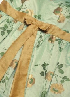 Green Chanderi Silk Puff Sleeve Dress Festive Wear 14 Green Chanderi Silk Puff Sleeve Dress Festive Wear -Deals Chic Lehenga Store Green Chanderi Silk Puff Sleeve Dress DRBS02303880 rrc3