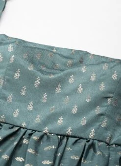 Green Chinon Foil Printed Maxi Dress Festive Wear -Deals Chic Lehenga Store Green Chinon Foil Printed Maxi Dress DRBS02212617 rrc1