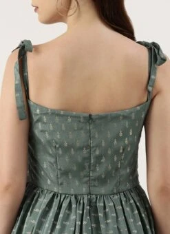 Green Chinon Foil Printed Maxi Dress Festive Wear -Deals Chic Lehenga Store Green Chinon Foil Printed Maxi Dress DRBS02212617 rrc2