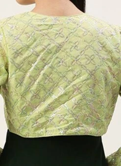 Green Cotton Embroidered Jacket Style Gown Festive Wear -Deals Chic Lehenga Store Green Cotton Embroidered Jacket Style Gown IWBS02301772 rrc2