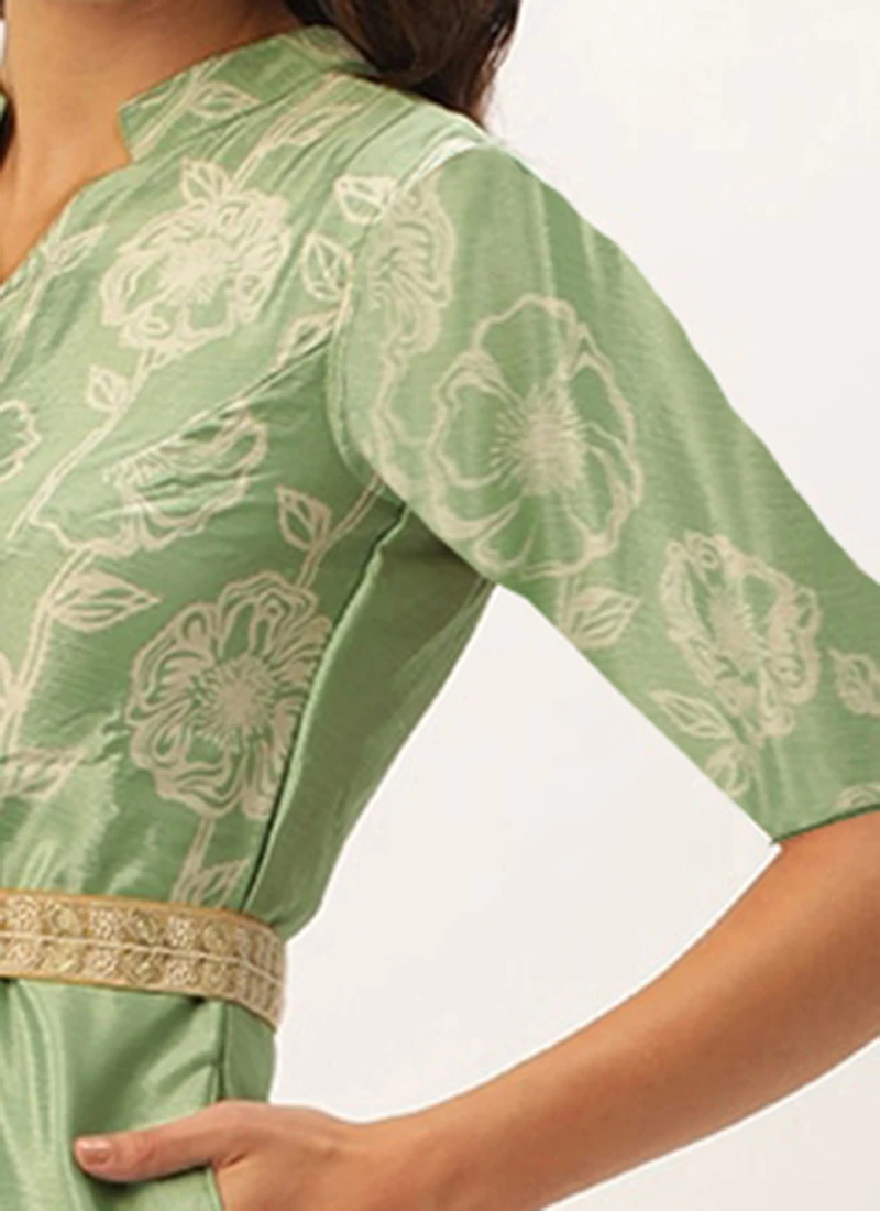 Green Digital Print Chinon Jumpsuit Festive Wear 7 Green Digital Print Chinon Jumpsuit Festive Wear - Image 7