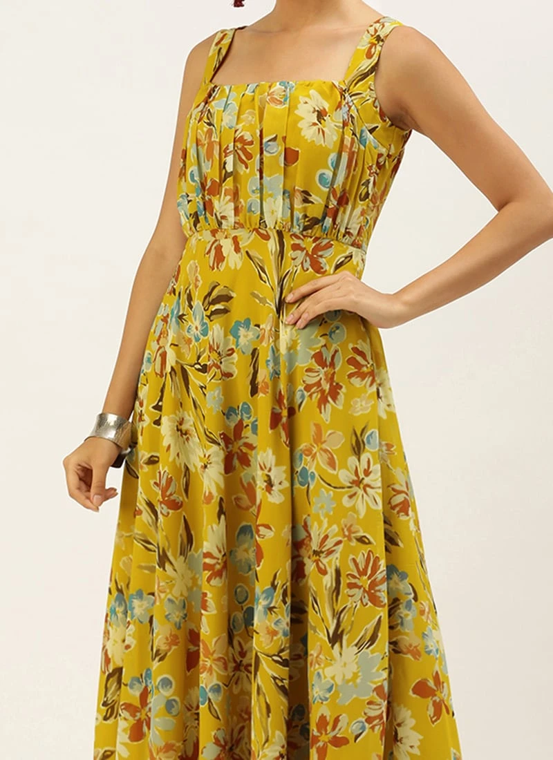 Green Digital Print Georgette Gown After Six Wear 1 Green Digital Print Georgette Gown After Six Wear