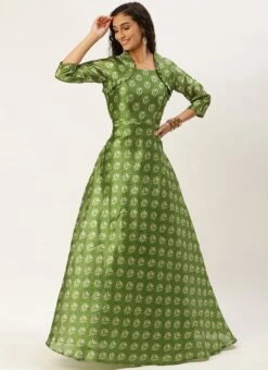 Green Digital Printed Maxi Dress Festive Wear -Deals Chic Lehenga Store Green Digital Printed Maxi Dress DRBS02212566 u