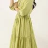 Green Embroidered Floor Length Gathers Dress After Six Wear