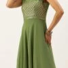 Green Embroidered Georgette Layered Gown Festive Wear