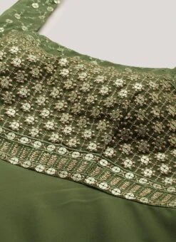 Green Embroidered Georgette Layered Gown Festive Wear -Deals Chic Lehenga Store Green Embroidered Georgette Layered Gown IWBS02203612 rrc2 1