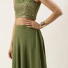 Green Embroidered Georgette Lehenga Set Wedding Wear Festive Wear