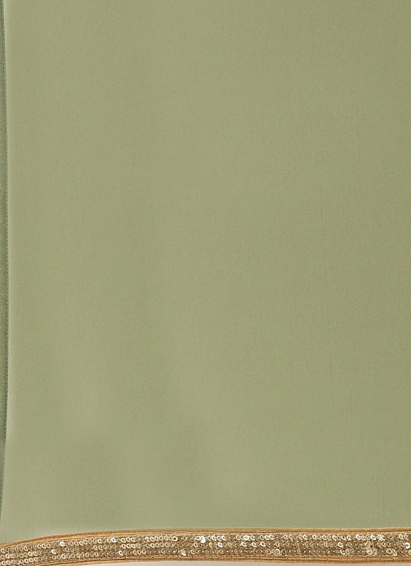 Green Embroidered Georgette Lehenga Set Wedding Wear Festive Wear 8 Green Embroidered Georgette Lehenga Set Wedding Wear Festive Wear - Image 8