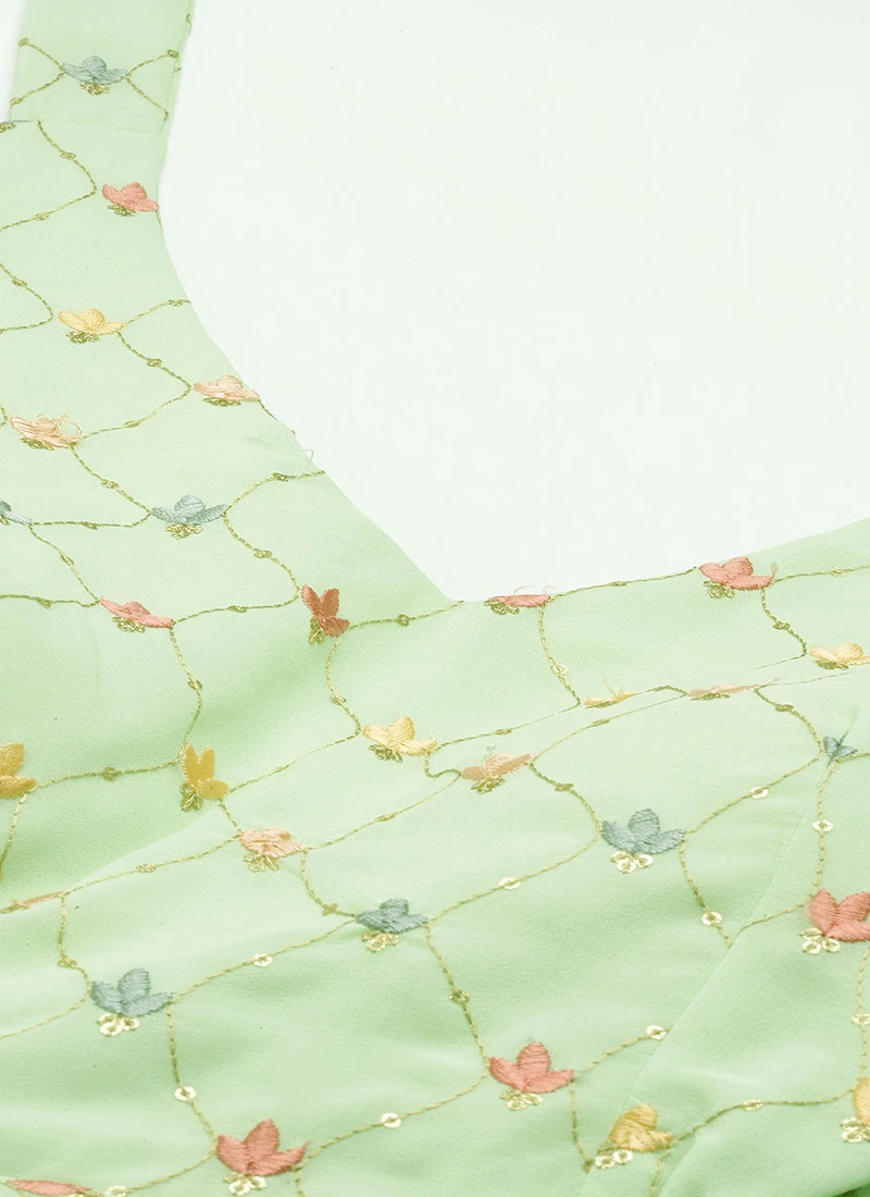 Green Embroidered Georgette Maxi Dress Festive Wear 5 Green Embroidered Georgette Maxi Dress Festive Wear - Image 5