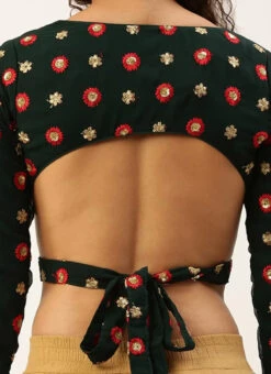 Green Embroidered Georgette Overlapped Blouse Party Wear -Deals Chic Lehenga Store Green Embroidered Georgette Overlapped Blouse BLBS02305196 rrc2