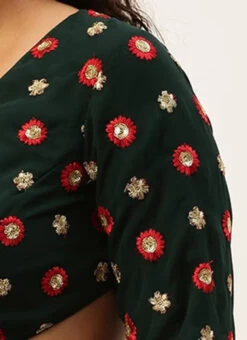 Green Embroidered Georgette Overlapped Blouse Party Wear -Deals Chic Lehenga Store Green Embroidered Georgette Overlapped Blouse BLBS02305196 rrc4