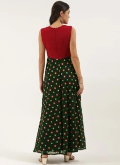 Green Embroidered N Maroon Twisted Bodice Dress Festive Wear -Deals Chic Lehenga Store Green Embroidered N Maroon Twisted Bodice Dress DRBS02206212 b