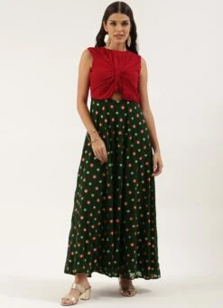 Green Embroidered N Maroon Twisted Bodice Dress Festive Wear -Deals Chic Lehenga Store Green Embroidered N Maroon Twisted Bodice Dress DRBS02206212 u