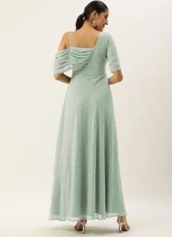 Green Embroidered One Shoulder Style Gown Party Wear 11 Green Embroidered One Shoulder Style Gown Party Wear -Deals Chic Lehenga Store Green Embroidered One Shoulder Style Gown IWBS02305134 b