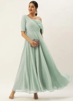 Green Embroidered One Shoulder Style Gown Party Wear 10 Green Embroidered One Shoulder Style Gown Party Wear -Deals Chic Lehenga Store Green Embroidered One Shoulder Style Gown IWBS02305134 u