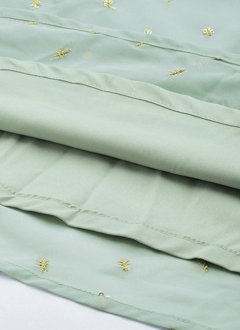 Green Embroidered One Shoulder Style Gown Party Wear 8 Green Embroidered One Shoulder Style Gown Party Wear - Image 8