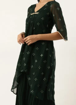 Top From Green Embroidered Salwar Set After Six Wear