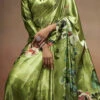 Green Faux Crepe Digital Print Saree After Six Wear