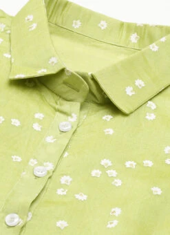 Green Foil Printed Shirt Dress After Six Wear -Deals Chic Lehenga Store Green Foil Printed Shirt Dress DRBS02205849 rrc1
