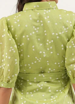 Green Foil Printed Shirt Dress After Six Wear -Deals Chic Lehenga Store Green Foil Printed Shirt Dress DRBS02205849 rrc3